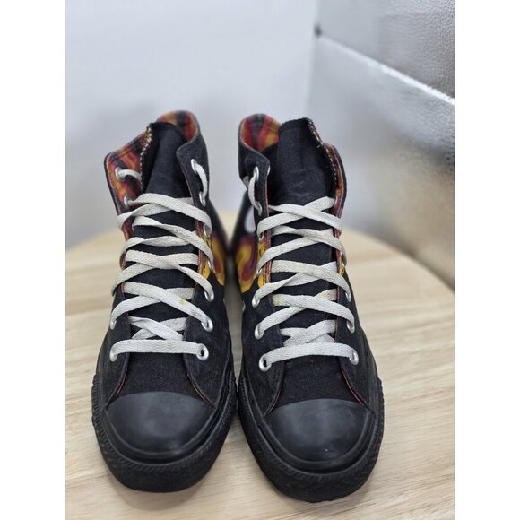 Size 8 Womens- Converse Chuck Taylor All Star High Black with yellow/Red/purple - Picture 4 of 9